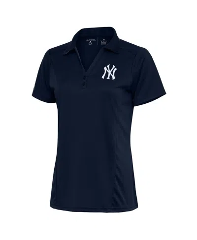 Antigua Women's Navy New York Yankees Logo Tribute Polo Shirt In Blue