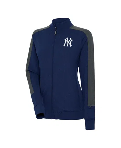 Antigua Women's Navy New York Yankees Strike Full-zip Track Jacket In Blue