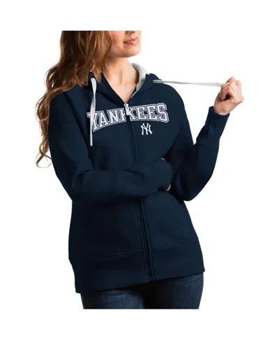 Antigua Women's Navy New York Yankees Team Logo Victory Full-zip Hoodie