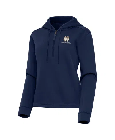 Antigua Women's Navy Notre Dame Fighting Irish Contemporary Quarter-zip Hoodie