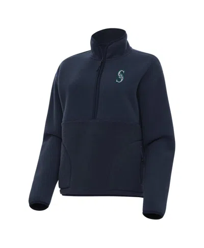 Antigua Women's Navy Seattle Mariners Figure Half-zip Sweatshirt In Blue