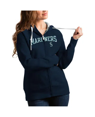 Antigua Women's Navy Seattle Mariners Team Logo Victory Full-zip Hoodie In Blue