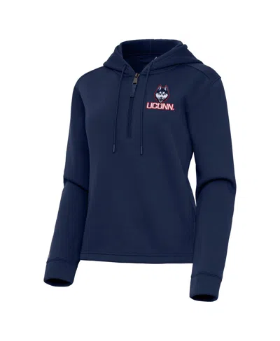 Antigua Women's Navy Uconn Huskies Contemporary Quarter-zip Hoodie
