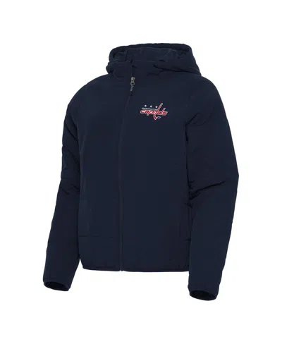 Antigua Women's Navy Washington Capitals Universe Full-zip Puffer Jacket In Blue