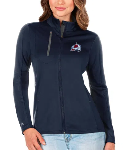 Antigua Women's Navy/charcoal Colorado Avalanche Generation Full-zip Pullover Jacket In Blue