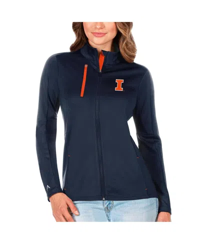Antigua Women's Navy/orange Illinois Fighting Illini Generation Full-zip Jacket In Navy,orange