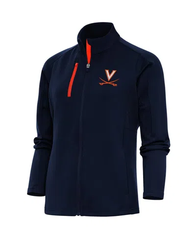 Antigua Women's Navy/orange Virginia Cavaliers Generation Full-zip Jacket In Navy,orange
