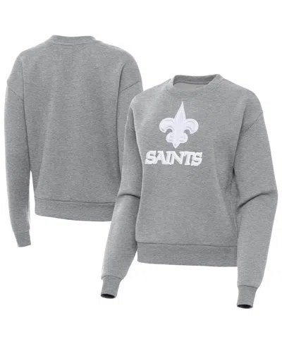 Antigua Women's New Orleans Saints Victory Dropped-shoulder Embroidered Pullover Sweatshirt In Gray