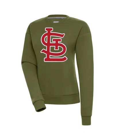 Antigua Women's Olive St. Louis Cardinals Victory Pullover Sweatshirt In Green