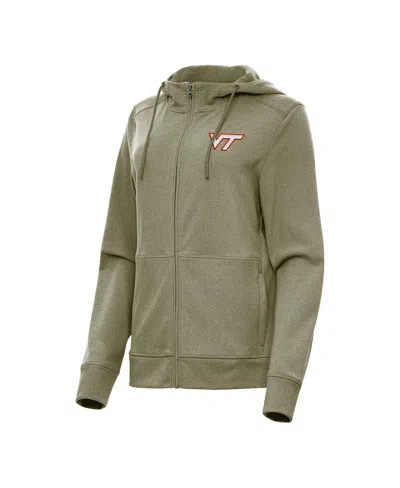 Antigua Women's Olive Virginia Tech Hokies Seeker Full-zip Hoodie In Green