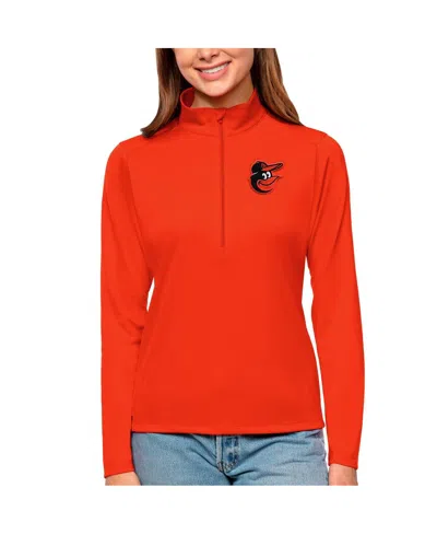 Antigua Women's Orange Baltimore Orioles Tribute Quarter-zip Pullover Top