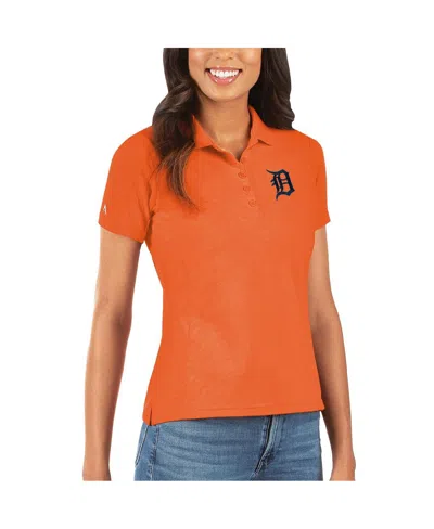 Antigua Women's Orange Detroit Tigers Legacy Pique Polo Shirt In Multi
