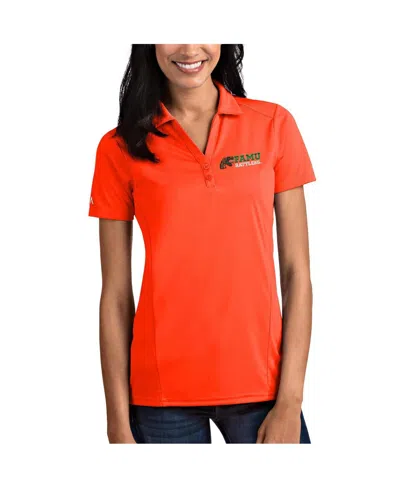 Antigua Women's Orange Florida A & M Rattlers Tribute Polo Shirt