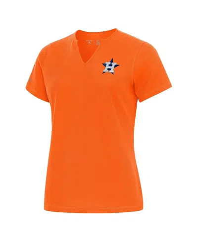 Antigua Women's Orange Houston Astros Notch Neck T-shirt