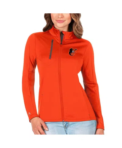 Antigua Women's Orange/charcoal Baltimore Orioles Generation Full-zip Jacket