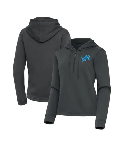Antigua Women's Pewter Detroit Lions Contemporary Quarter-zip Hoodie