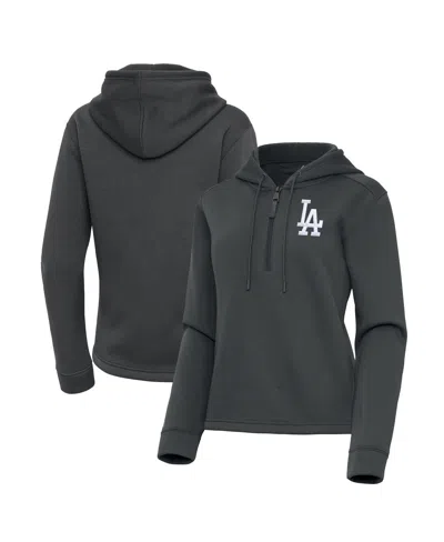 Antigua Women's Pewter Los Angeles Dodgers Contemporary Quarter-zip Hoodie