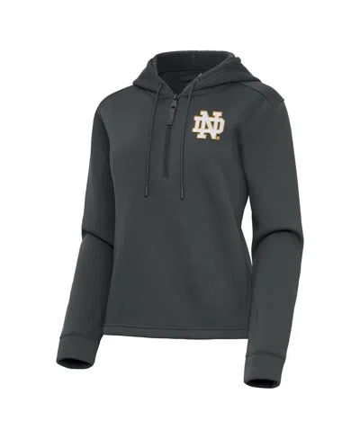 Antigua Women's Pewter Notre Dame Fighting Irish Contemporary Quarter-zip Hoodie