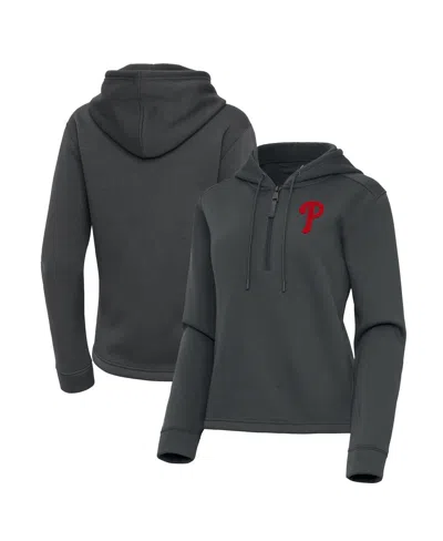 Antigua Women's Pewter Philadelphia Phillies Contemporary Quarter-zip Hoodie