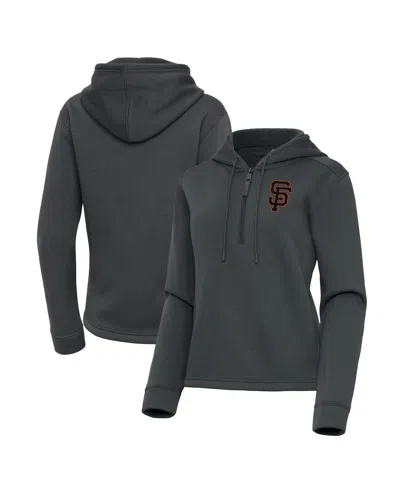 Antigua Women's Pewter San Francisco Giants Contemporary Quarter-zip Hoodie