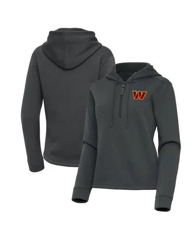 Antigua Women's Pewter Washington Commanders Contemporary Quarter-zip Hoodie In Gray