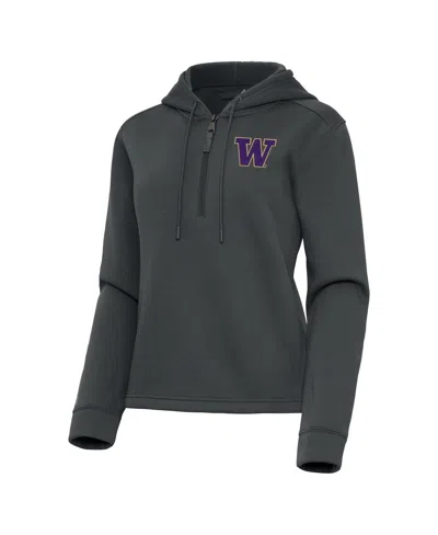 Antigua Women's Pewter Washington Huskies Contemporary Quarter-zip Hoodie