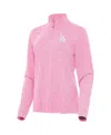 Antigua Women's Pink Philadelphia Phillies Mentor Lightweight Mock Neck Quarter-zip Top In Pink