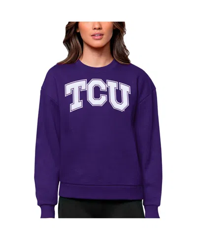 Antigua Women's Purple Tcu Horned Frogs Victory Crewneck Pullover Sweatshirt