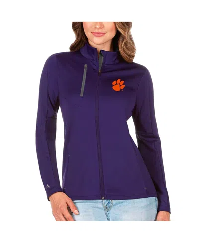 Antigua Women's Purple/graphite Clemson Tigers Generation Full-zip Jacket In Purple,graphite