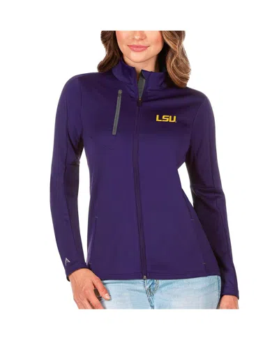 Antigua Women's Purple/graphite Lsu Tigers Generation Full-zip Jacket In Purple,graphite