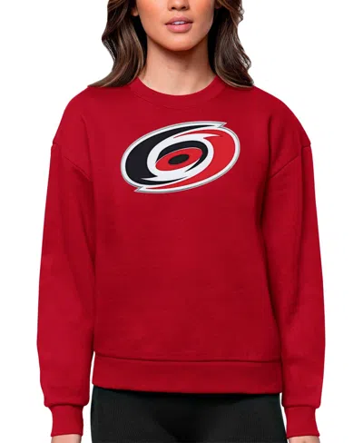Antigua Women's Red Carolina Hurricanes Primary Logo Team Logo Victory Crewneck Pullover Sweatshirt