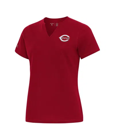 Antigua Women's Red Cincinnati Reds Notch Neck T-shirt