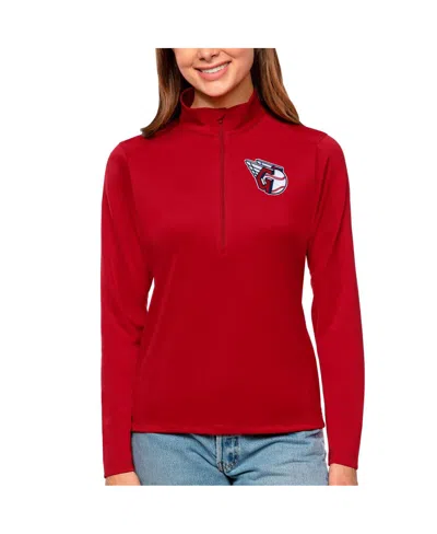 Antigua Women's Red Cleveland Guardians Tribute Quarter-zip Pullover Top