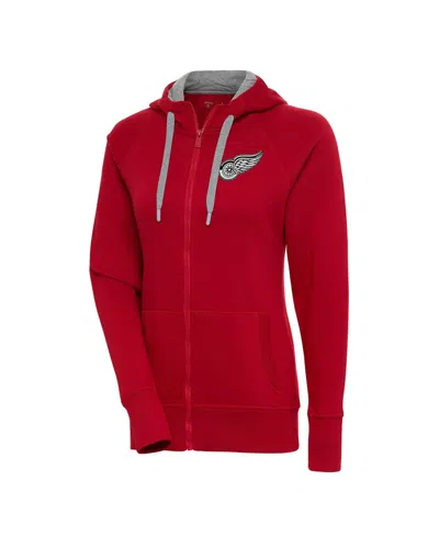 Antigua Women's Red Detroit Red Wings Metallic Logo Victory Full-zip Hoodie