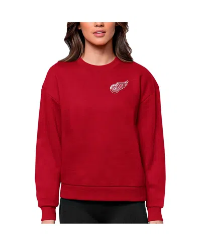Antigua Women's Red Detroit Red Wings Primary Logo Victory Crewneck Pullover Sweatshirt In Burgundy