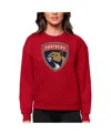 Antigua Women's Red Florida Panthers Primary Logo Team Logo Victory Crewneck Pullover Sweatshirt In Red