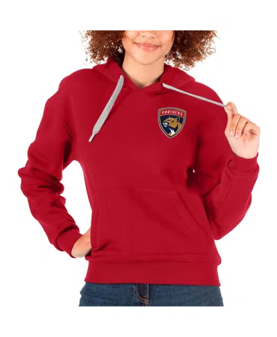 Antigua Women's Red Florida Panthers Primary Logo Victory Pullover Hoodie In Multi