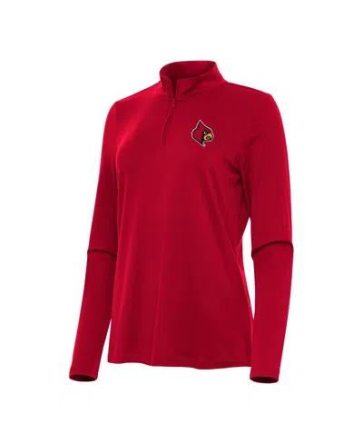 Antigua Women's Red Louisville Cardinals Reprocess Quarter-zip Top