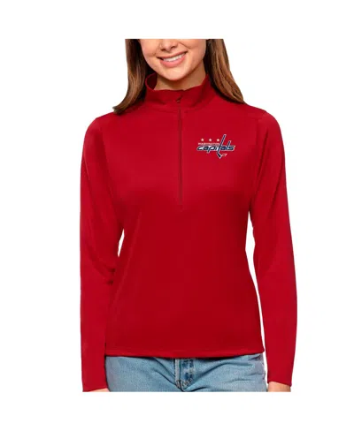 Antigua Women's Red Washington Capitals Tribute Quarter-zip Pullover Top