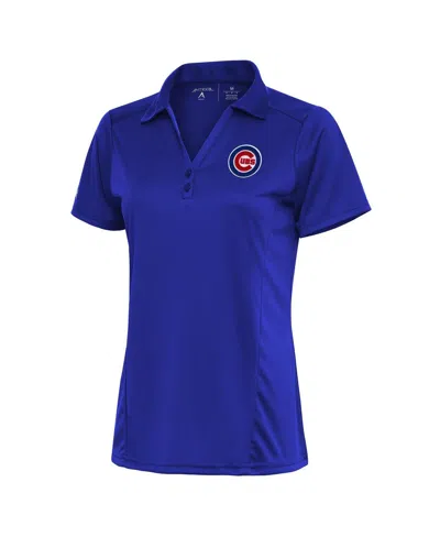 Antigua Women's Royal Chicago Cubs Logo Tribute Polo Shirt In Blue