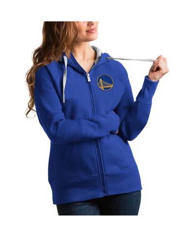Antigua Women's Royal Golden State Warriors Logo Victory Full-zip Hoodie In Blue