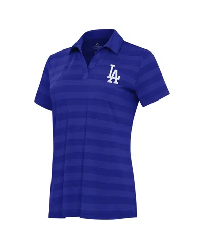 Antigua Women's Royal Los Angeles Dodgers Patch Tunnel Polo Shirt In Blue