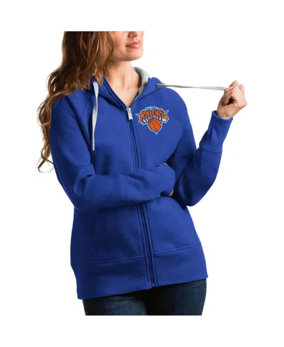 Antigua Women's Royal New York Knicks Victory Full-zip Hoodie