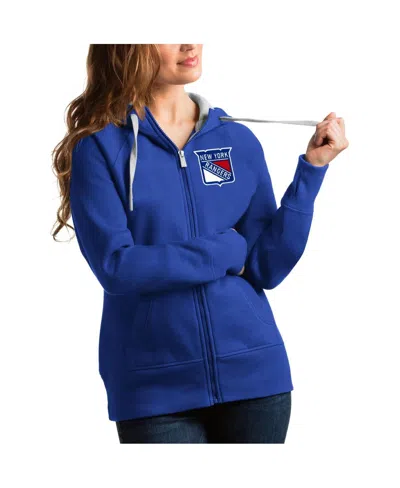 Antigua Women's Royal New York Rangers Victory Full-zip Hoodie In Blue