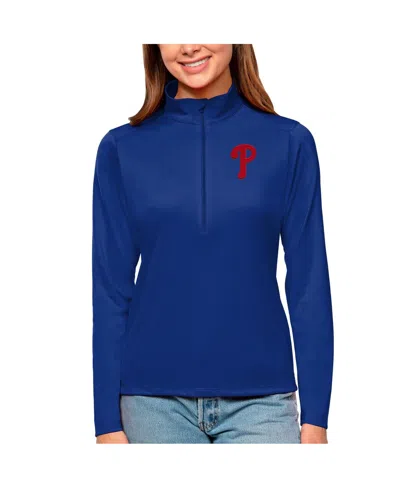 Antigua Women's Royal Philadelphia Phillies Tribute Quarter-zip Pullover Top In Blue
