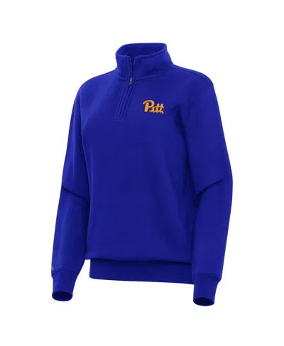 Antigua Women's Royal Pitt Panthers Victory Quarter-zip Sweatshirt In Blue
