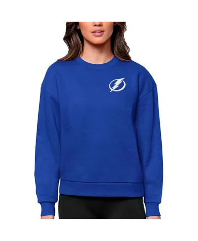 Antigua Women's Royal Tampa Bay Lightning Primary Logo Victory Crewneck Pullover Sweatshirt In Blue