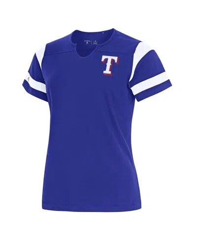 Antigua Women's Royal Texas Rangers Encounter Notch Neck Top In Blue