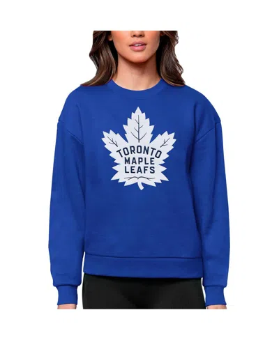 Antigua Women's Royal Toronto Maple Leafs Primary Logo Team Logo Victory Crewneck Pullover Sweatshirt In Blue