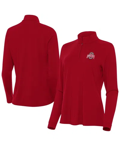 Antigua Women's Scarlet Ohio State Buckeyes Intent Quarter-zip Sweatshirt In Red